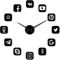 3D creative living room bedroom sofa background Social Media Symbols DIY Giant Wall Clock Watch Office College Dorm Decor 3D Frameless Icons Wall Time Clock Gifts for Teenagers DIY wall decoration. 