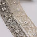 1 yards 40mm Ethnic Beaded Embroidery Organza Ribbon for Diy Headwear Accessories Clothing Dress Pearl Lace Decoration. 