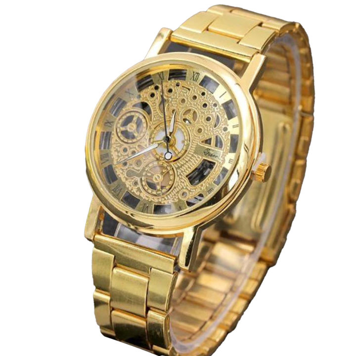 Men Luxury Steel Band Casual Skeleton Watch For Men