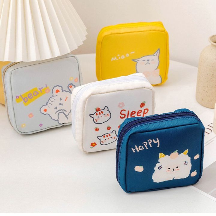 Cute Girls Tampon Cartoon Sundries Bear Coin Pouch Makeup Bag Sanitary Pad Storage Bag Jewelry Organizer