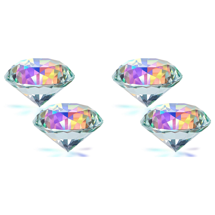 QUANBU 4PCS 50 mm/ 2 Inch AB Color Faceted Rainbow Paperweight Crystal for Home Office Decor and Wedding Favors