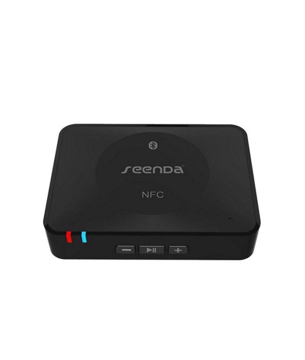 Seenda IBT-08 NFC Bluetooth Music Receiver with USB Charging Port – Wireless Audio Adapter for Android, iPhone, iPad, PC, Car Stereo and Built-in Microphone – Black