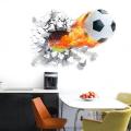 3D Football Wall Sticker Flying Fire Football DIY Wall Decor Sports Graphic PVC Gift Painting Wall Paper Removeable Self Adhesive Wall Decal. 