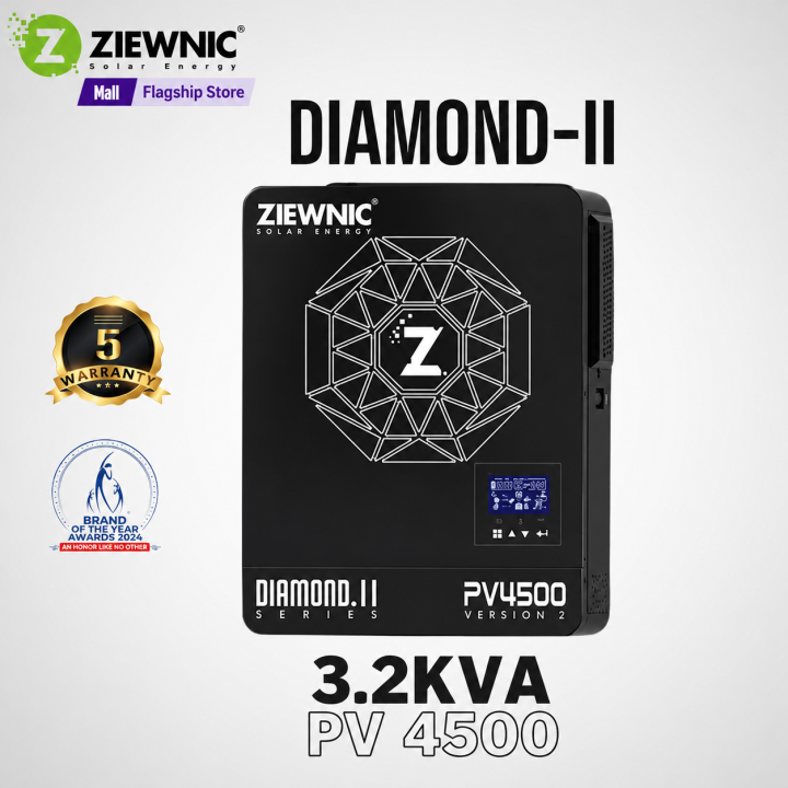 Ziewnic Diamond II 6G Series PV4500 Pure MPPT Solar Inverter 3.2KVA | Pure Sine Wave | Brand Warranty | Ziewnic Solar Energy Official Store