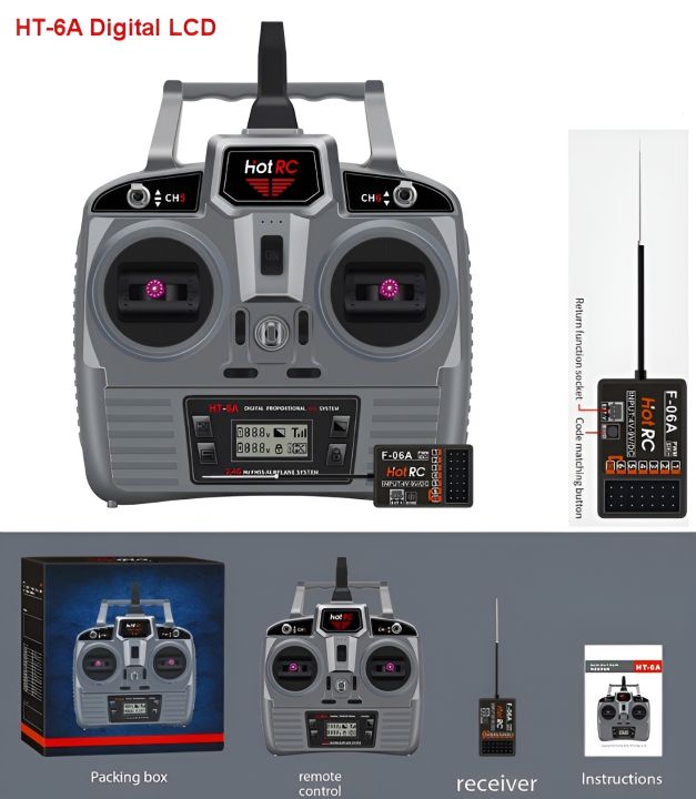 HOTRC 2.4G HT-6A remote control 6-channel transmitter receiver aircraft