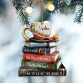 Acrylic Christmas Ornament Festive Style Hanging Decorative Piece Acrylic Decoration Flat Design Christmas Theme Book Pendant. 