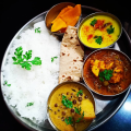 Indian Thali Steel Dinner Set/Thali Set of 1 Plate, 1 Plate, 3 Bowls. 