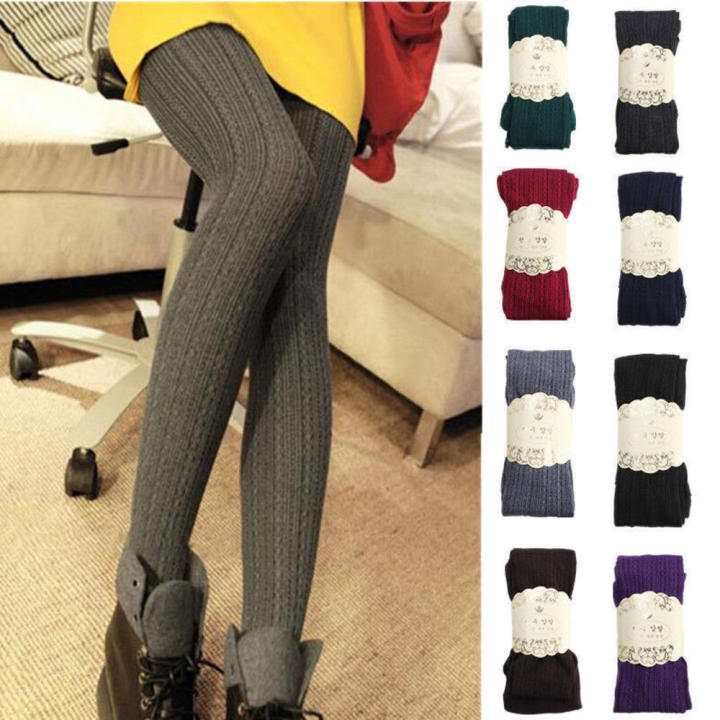 Sweater Tights Cable Knit Stockings Winter Pantyhose Warm Stretch Stockings Women's Stockings