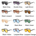 Killer Bzzo Fashion Pilot Oversized Sunglasses Woman Personality Double Bridges Sun Glasses Female Retro Leopard Orange Mirror Eyewear. 
