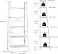 5-Tier Ladder Shelf Bookcase with Metal Frame, Industrial Bookshelves Storage Rack. 