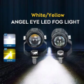 (1pcs) New Mini Driving Fog Light for All Motorcycle, Cars, Jeep(1pcs)  Dual Function White-Yellow Lens Projectors Auxiliary Light 20w. 