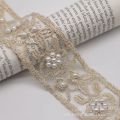 1 yards 40mm Ethnic Beaded Embroidery Organza Ribbon for Diy Headwear Accessories Clothing Dress Pearl Lace Decoration. 