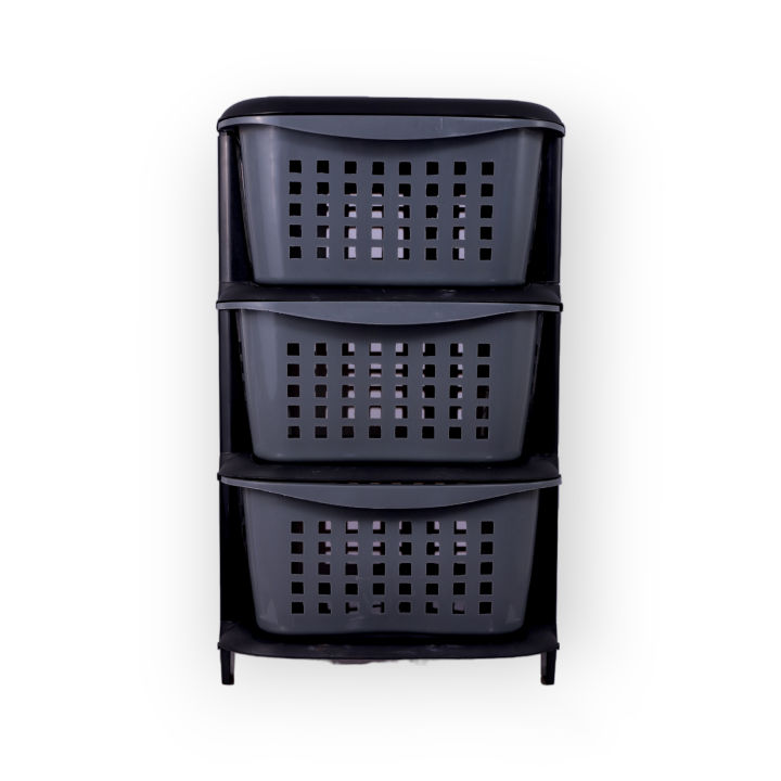 Large Vegetable basket MULTIPURPOSE DRAWERS 3  LAYERS  compartment Kitchen Rack | Grey Vegetable & Fruit Basket | Storage Stand Kitchen Counter Storage Rack Vegetable basket BPA Free Food Grade Vegetable Basket