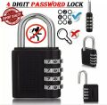 Heavy Duty 4 Dial Digit Combination Lock Weatherproof Security Padlock Outdoor Gym Trunk Safely Code Lock Black 80*43*14mm. 
