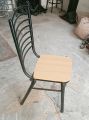 Black Color Coated Steel Chair with Wooden Seat - Durable. 