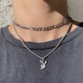 Stainless Steel Hippop -Playboy Necklace Bunny Pendant Necklace For Men Women. 