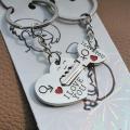 Couple Keychain Lovers BBF Key Chain Holder Love Heart Best Friends Gift. 