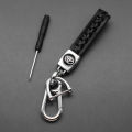 Toyota (NEW) Leather Braided Metal Car  Toyota Logo / Monogram Keychain with Keyring for Toyota Corolla Yaris Fortuner Prius Aqua Land Cruiser - Fashion Auto Decoration Premium - Black/Brown. 