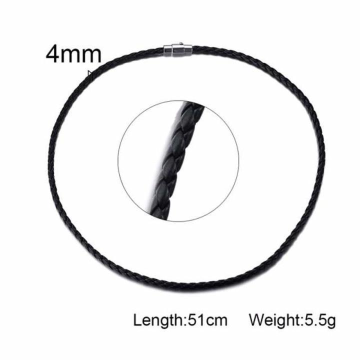 Men's Leather Cord Choker Necklace 20" Black Braided Rope Jewelry Making Stainless Steel Clasp