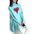 Women Hearts Tree Printed Fleece Poncho For Women Winter Printed Poncho For Girls. 