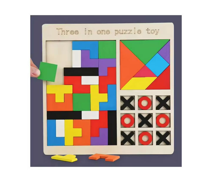 3-in-1 Wooden Puzzle Set for Kids – Montessori Educational Toy ...