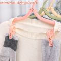 Travel Portable Creative Plastic Hanger Multifunctional Simple Folding Non-slip Clothes Rack with Clips Household Space Saving Storage Tools. 