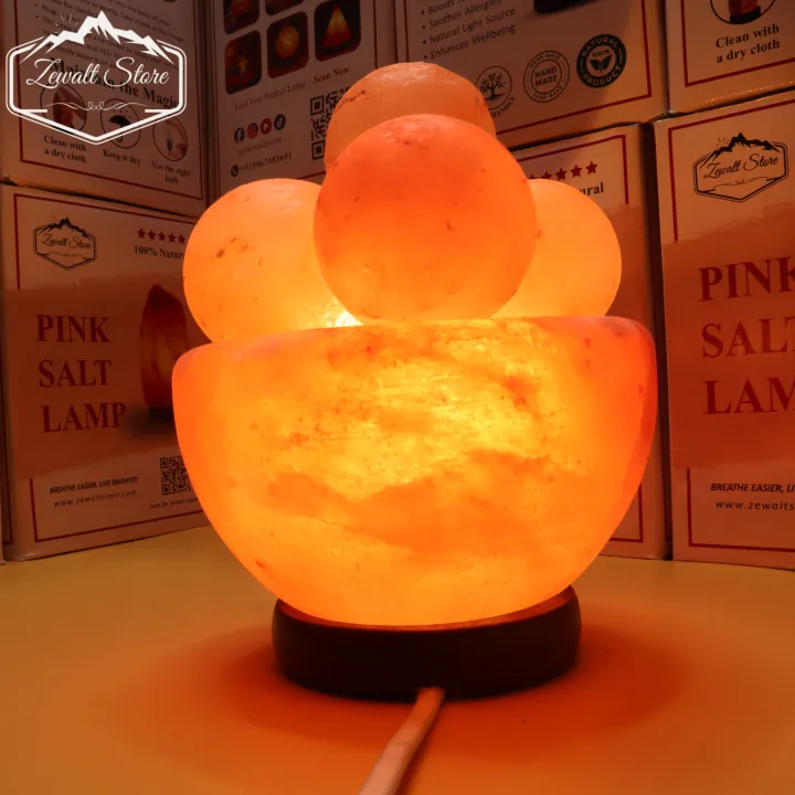 Bowl Shaped Himalayan Pink Salt Lamp with Massage Salt Balls – Natural ...