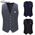Suit Vest Top V Neck Single Breasted Pockets Waistcoat with Brooch. 