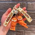 【HOT】 Disney Anime Kawaii Garfield Cat Pendant Keychain Cartoon Car Key Chain Key Ring Keyring Phone Bag Ornament Jewelry Kids Gifts. 
