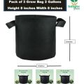 Pack of 3 Grow Bag 2 Gallon Size 8x8 inches Heavy Duty for Plant/Vegetable/Herb/Fruit Breathable Fabric Grow Planter Pot Bags with Handles,. 
