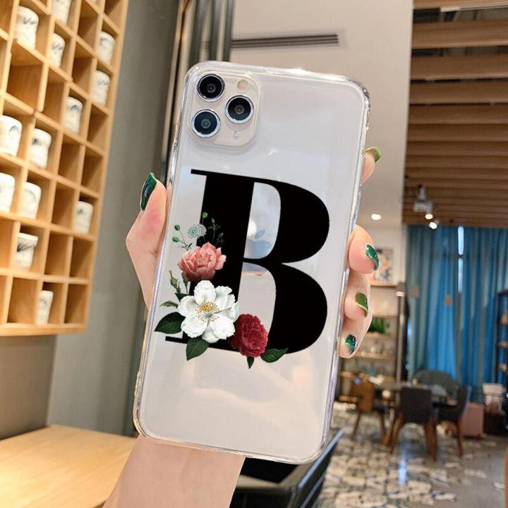 Alphabet Letter Phone Case For iPhone XR 12 11 Pro XS Max X 7 Cases TPU For iPhone 7 6 6S 8 Plus 7Plus SE 2020 Transparent Cover