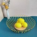 Golden Luxury Fruit Basket Countertop Fruit Vegetable Basket Bowl for Kitchen Counter, Metal Wire Countertop Fruit Bowl Basket Holder for Kitchen | Gold Modern Storage Table Centerpiece with Wood Stand | Home Décor 1pcs. 