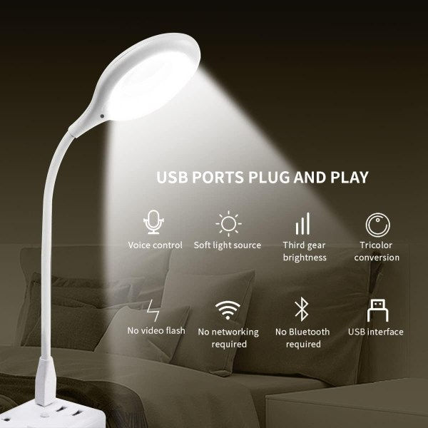 Smart Voice Control USB LED Lamp | Touch Sensor Rechargeable Table Light for Study, Reading & Bedroom Decor