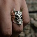Gothic Men's Horror Anger Skull Ring Vintage Punk Biker Skeleton Rings for Men Women Party Jewelry Christmas Gifts For Him. 