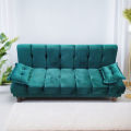 The Furniture Collection - Customised 3 Seater Sofa Cum Bed Imported Fabric Soft Velvet Green, length 6 ft and height 18 inches Apartments/Offices. 