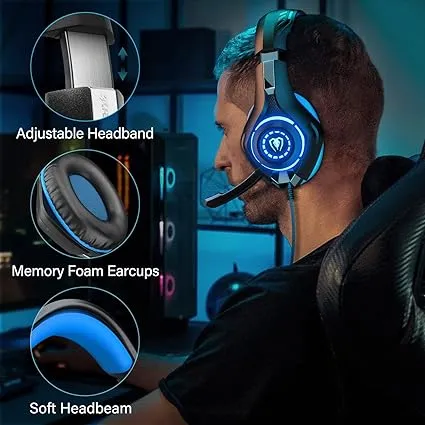 Gaming Headset for PC, Computer Gaming Headphones with Noise