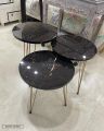 YES TO DECOR  1 Pcs / Set of 3 Round Coffee Table HIGH Gloss Nesting End Tables - Round Wood Stacking Coffee Side Tables with Metal Legs for Living Room, Home Office, Nightstands for Bedroom, Sturdy Easy Assembly - 3 Piece Modern Nesting Table Living Room. 