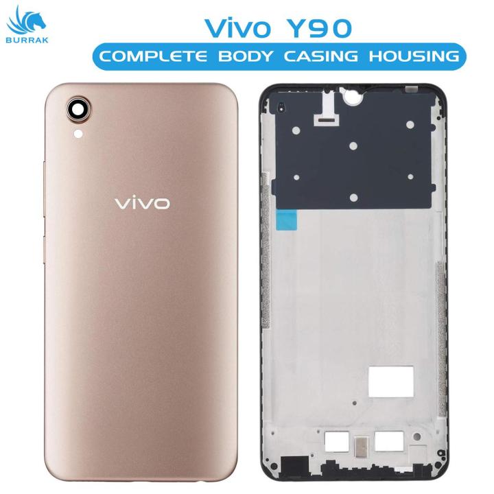 Vivo Y90 Housing Middle Frame With Side Button and Camera Lens Complete Body Casing Replacement For Y90 - Golden