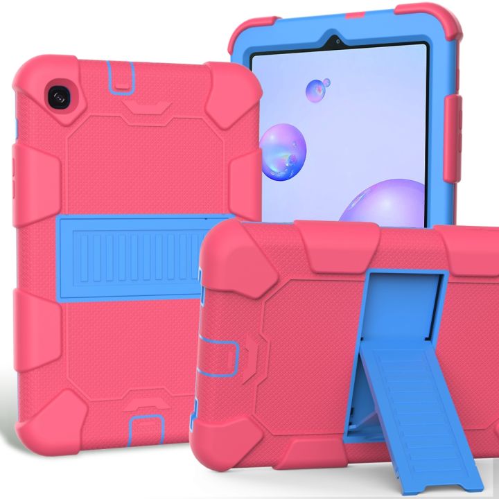 For Samsung Galaxy Tab A 8.4 (2020) Shockproof Two-Color Silicone Protection Case with Holder