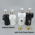 for US America power plug AC to E27 E26 to Light Bulb Adapter Lamp Holder Base Socket Pull Chain Switch Conversion White Black. 