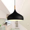 CraftThink Nordic Modern Ceiling Light Fixture, Macaron Pendant Light Teardrop Drop Simple Light Hanging Lighting Fixtures Chandelier for Restaurant bar Coffee Dining Room (Color-Black)-12 inch Width Bulb Not Included. 