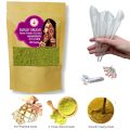 Colorless Organic Mehndi Powder for  Mehndi Cones and Practice  hands - 100 Grams mehndi powder with 6 pre rolled empty mehndi Cones 6 mehndi cone pins. 
