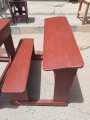 school desk with fix chair made by wood. 