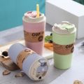 【shengxiong6525】420ml Portable Practical Reusable Bamboo Fiber Coffee Cups Eco Friendly Non-slip Solid Travel Outdoor. 