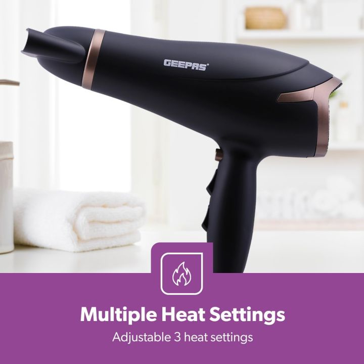 Original Geepas 2200W Powerful Hair Dryer | 2-Speed & 3 Temperature Settings GH8643 ( 2 Years Warranty )