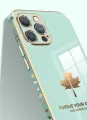 For Realme 5i Back Cover + Hand Strap Fashion Shiny 6D Plating Maple Leaves Protective Case Square Bumper Soft Silicone Mobile Phone Cases. 