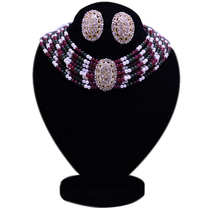 Multicolor Jewelry Set With Center Golden Stone For Women - Multi Color