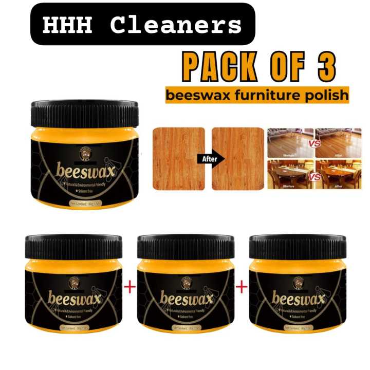 HHH Cleaners Beeswax Furniture Polish - Natural Wood Wax, 85G [PACK OF 3 ]