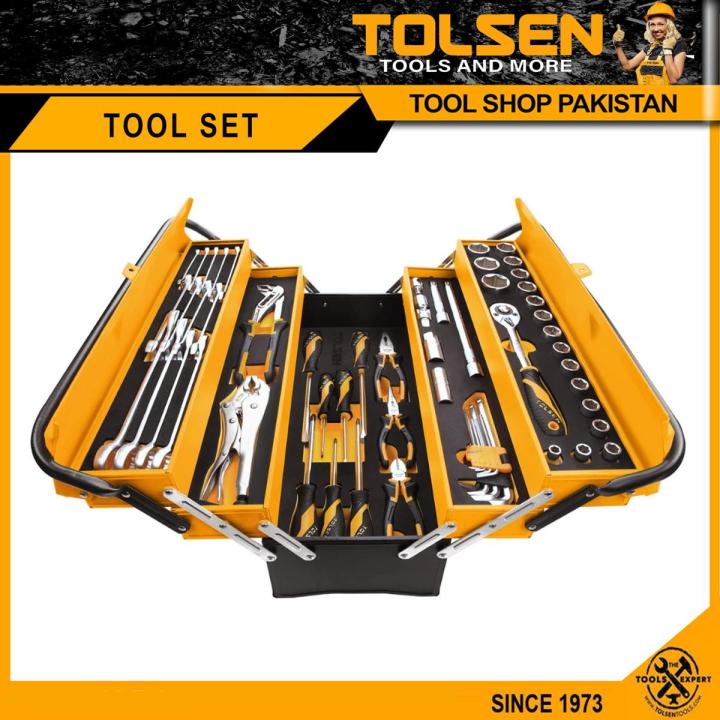 Tolsen Heavy Duty 60pcs Tool Set with Metal Tool Box