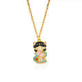 Ancient China Number One Scholar Chang'e Alloy doll Pendant Necklace Cartoon boy and girl Fashion retro Necklace. 
